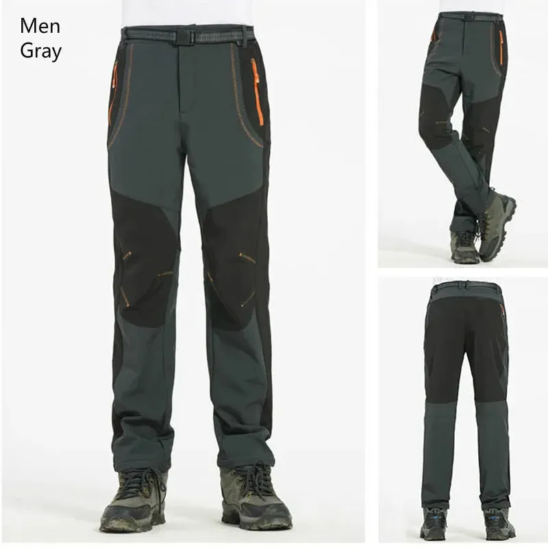 Toppick Winter Men Women clothings Hiking Pants Outdoor Softshell Trousers Waterproof Windproof Thermal for Camping Ski Climbing clothing big size S-XXXXL