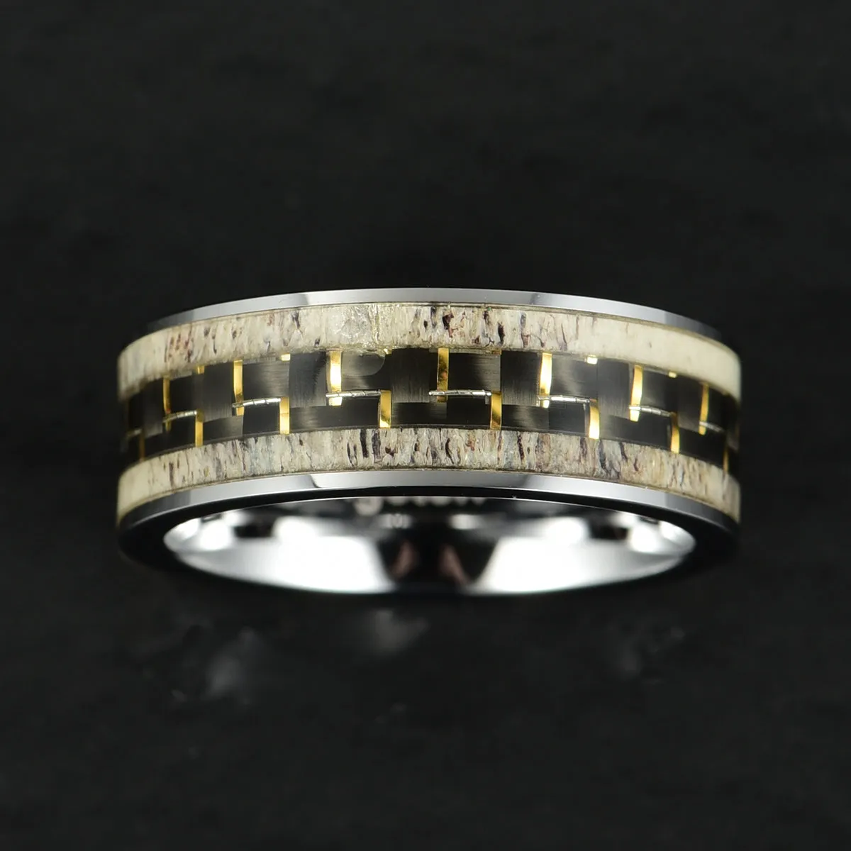 Tungsten Antler Men's Wedding Band 8MM