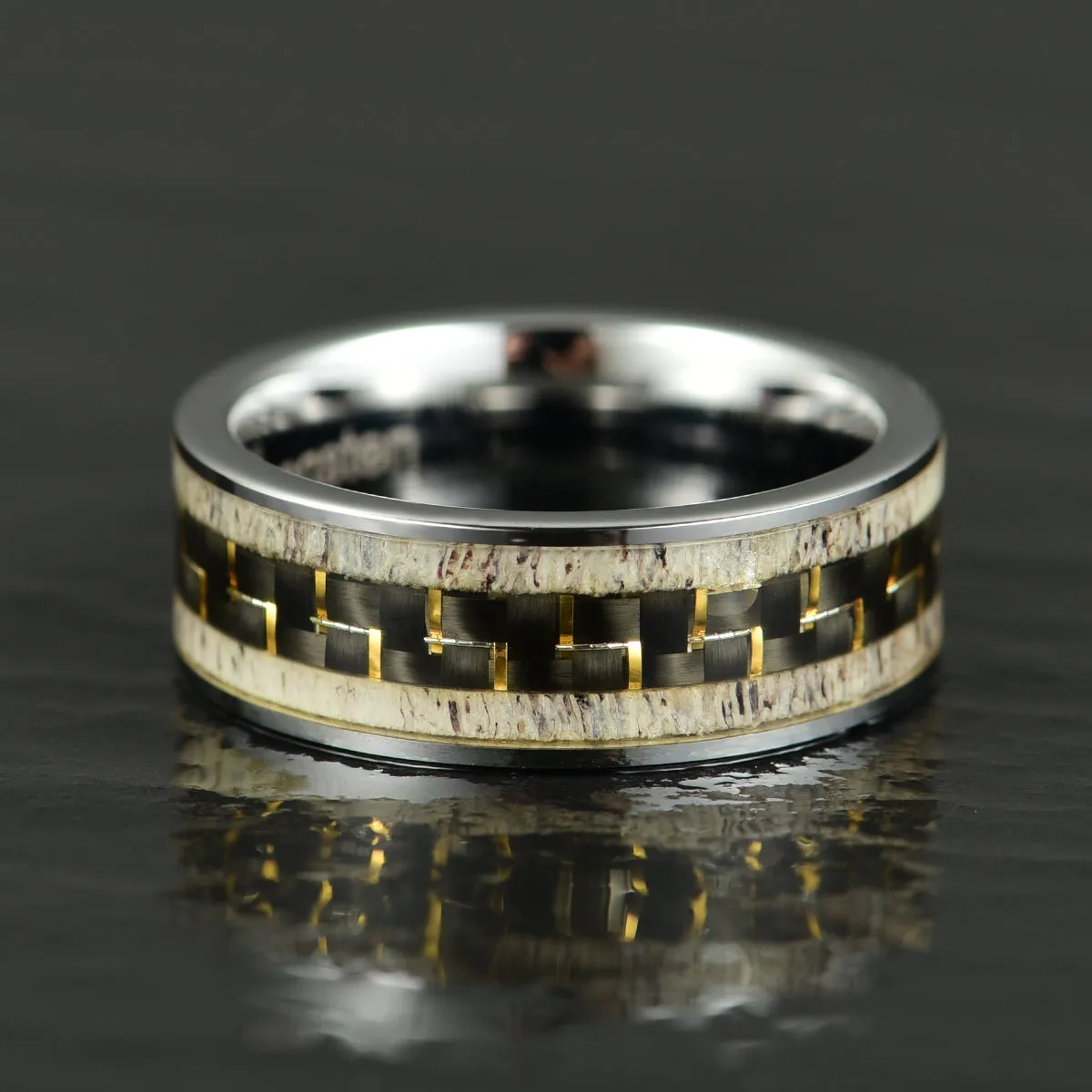 Tungsten Antler Men's Wedding Band 8MM