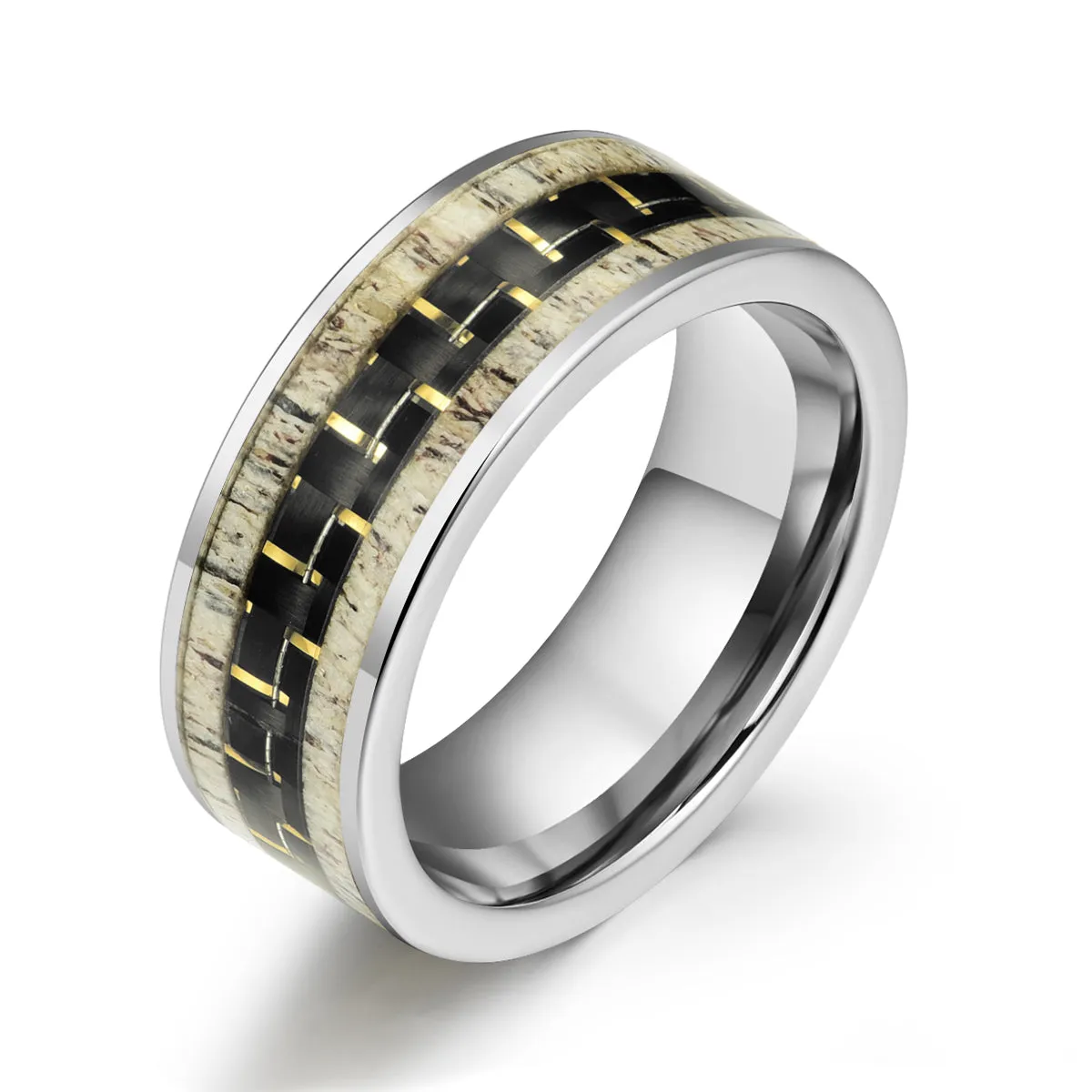 Tungsten Antler Men's Wedding Band 8MM