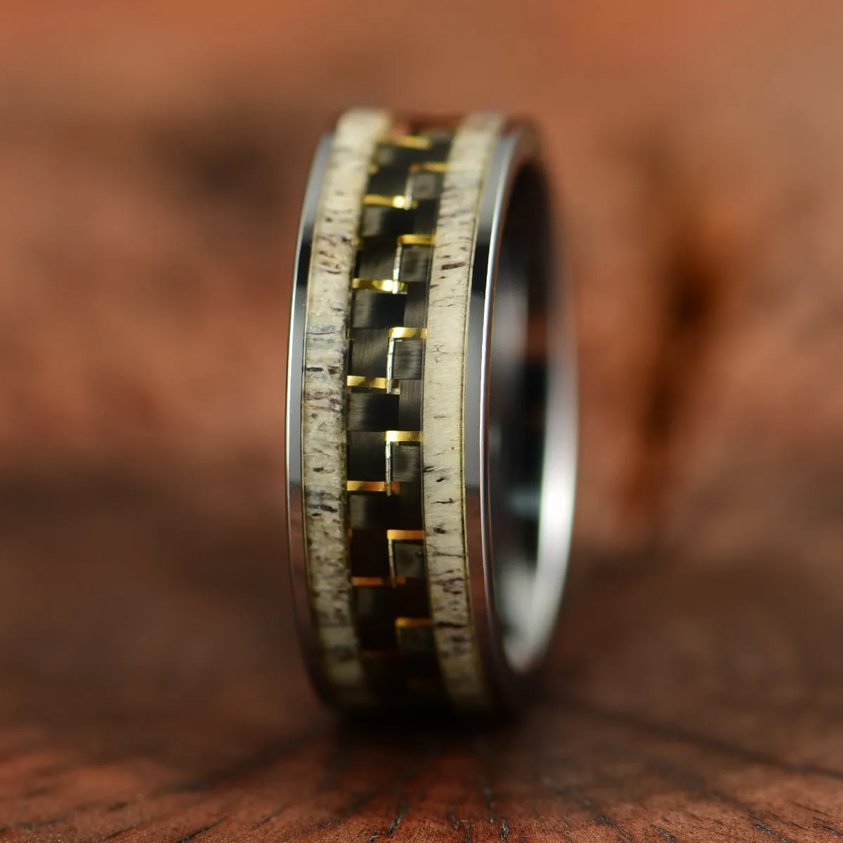 Tungsten Antler Men's Wedding Band 8MM