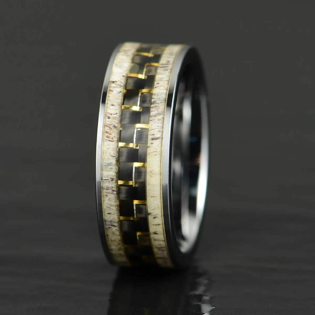 Tungsten Antler Men's Wedding Band 8MM