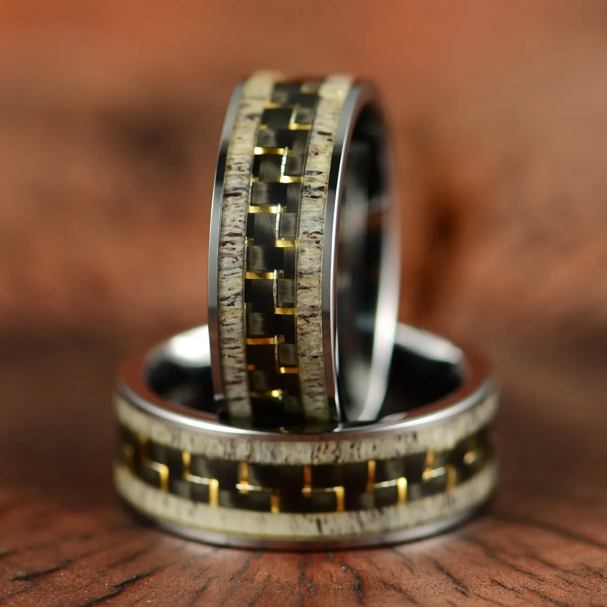 Tungsten Antler Men's Wedding Band 8MM