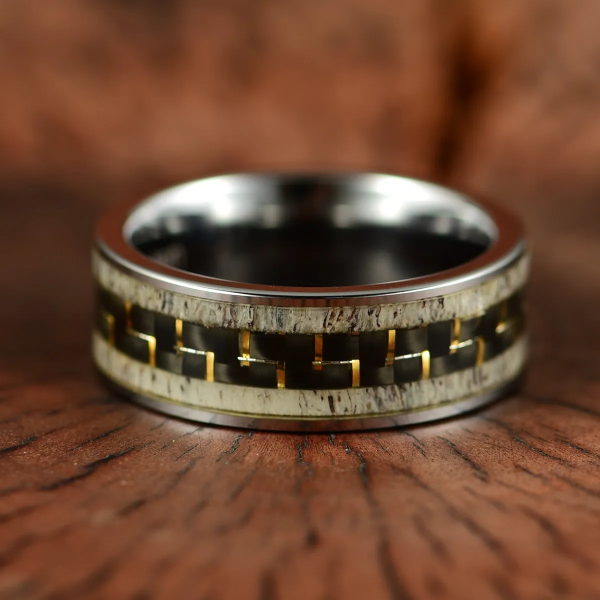 Tungsten Antler Men's Wedding Band 8MM