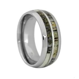 Tungsten Carbide Wedding Ring With Antler Inlay, Size 11 (92600)