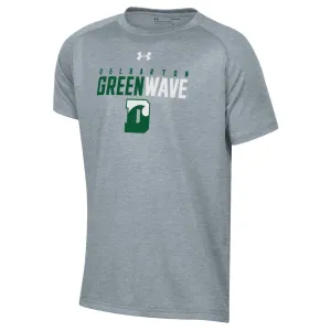 UA YOUTH Tech S/S Tee Center Chest Delbarton Green Wave DWave - Gray