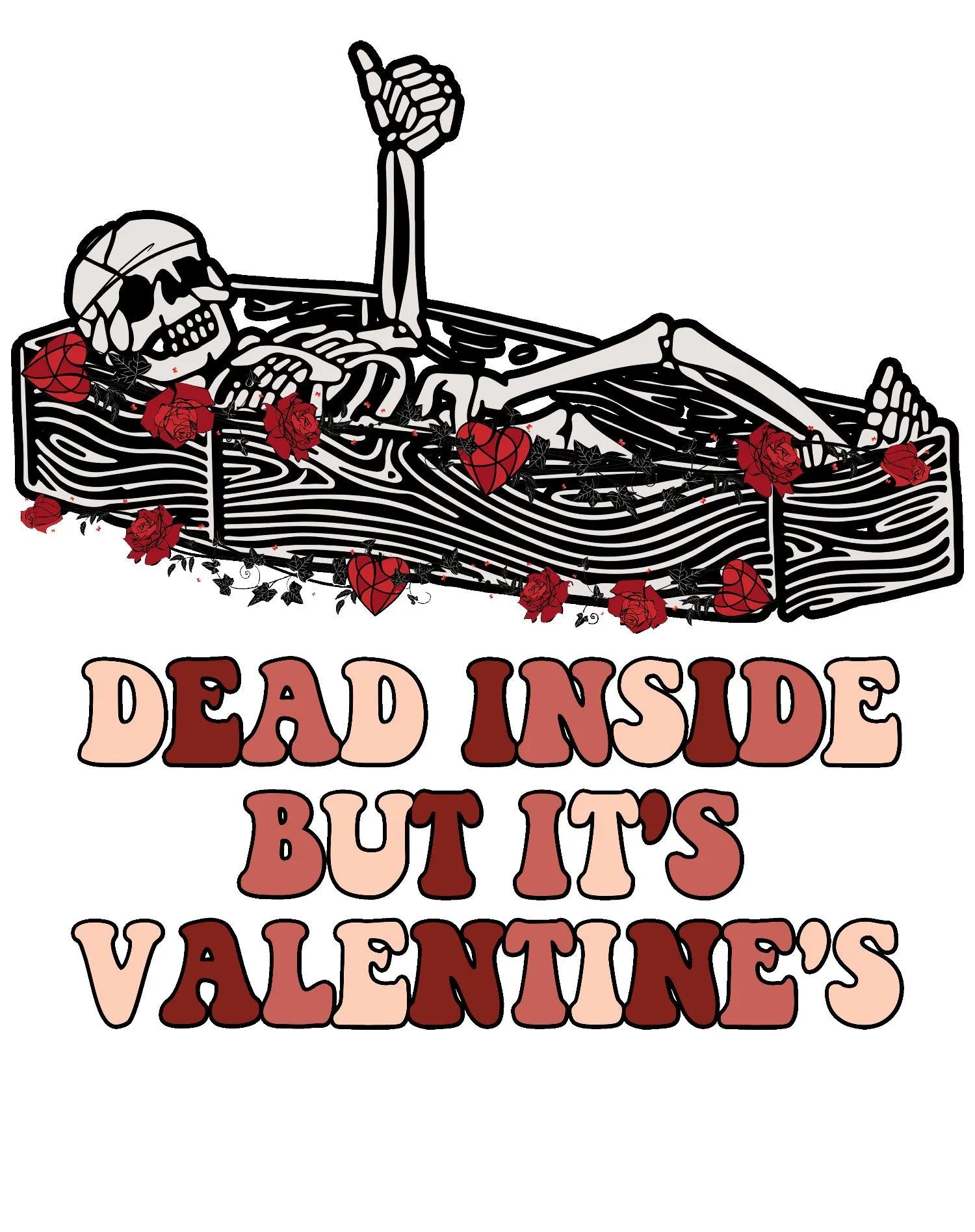 Valentine Graphic Surprise Sarcastic Skeleton Dead Inside Men's T-shirt