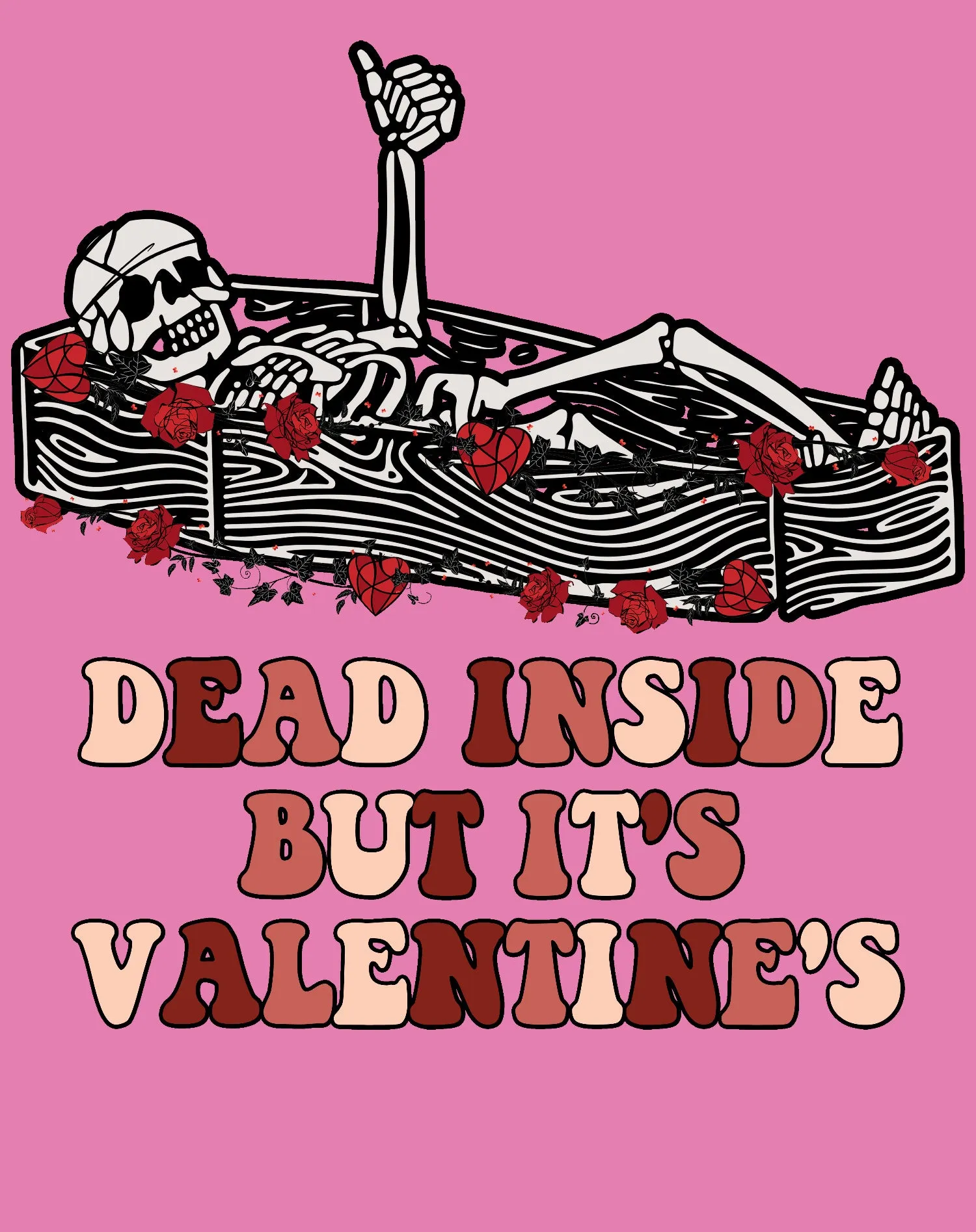 Valentine Graphic Surprise Sarcastic Skeleton Dead Inside Men's T-shirt