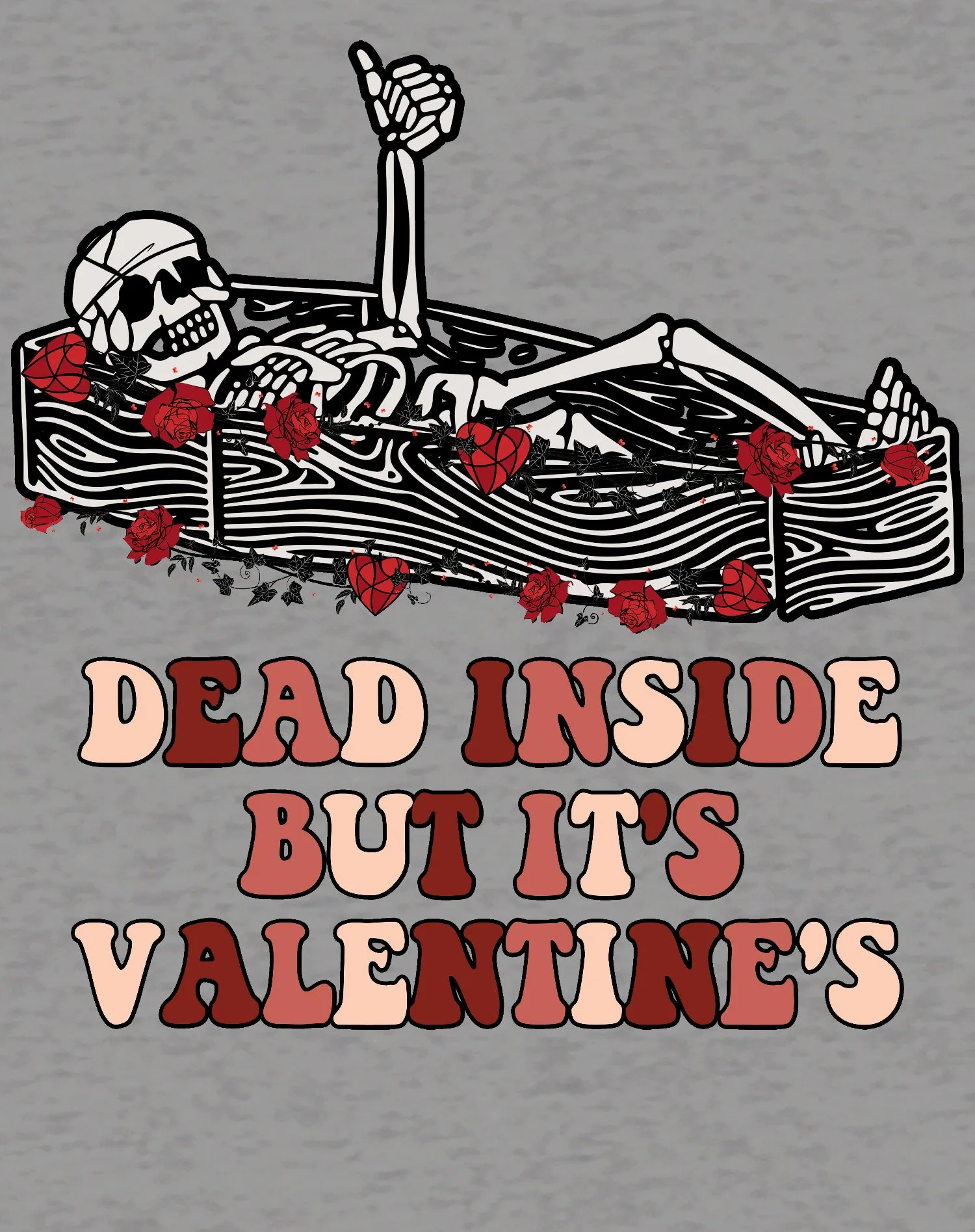 Valentine Graphic Surprise Sarcastic Skeleton Dead Inside Men's T-shirt