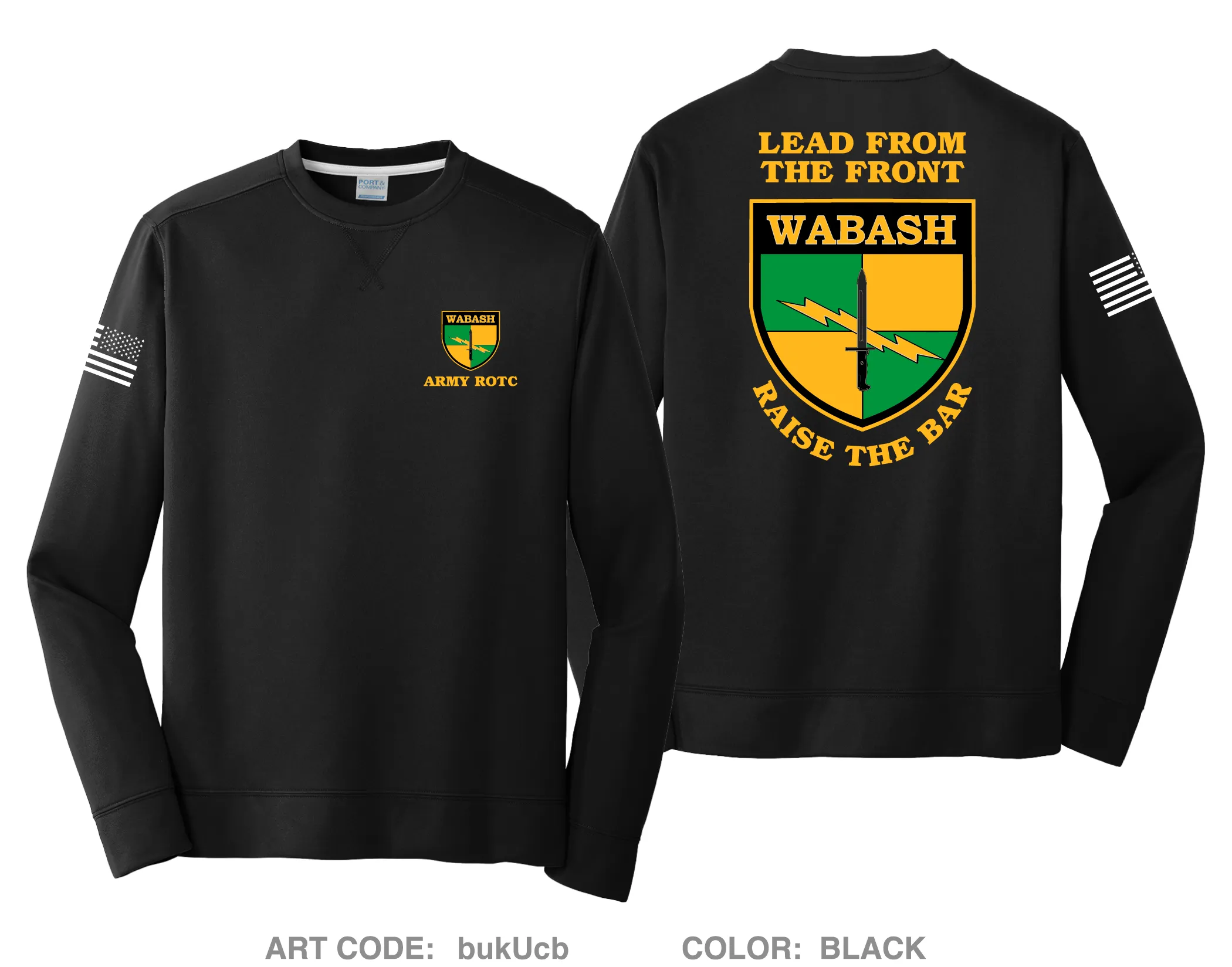 Wabash Battalion, Rose Hulman & USI Army ROTC Core Men's Crewneck Performance Sweatshirt - bukUcb